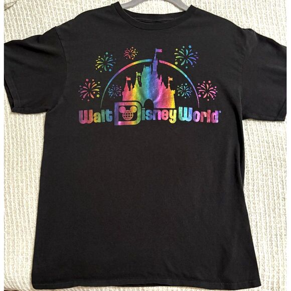 Disney Tops - Disney World Rainbow Castle Tee Unisex M Graphic Park Shirt Magic Kingdom Pride